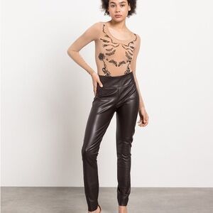 Dark Brown Faux Leather leggings